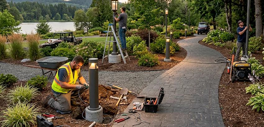 Landscape Post, Pole, and Bollard Lighting Installation in Birmingham